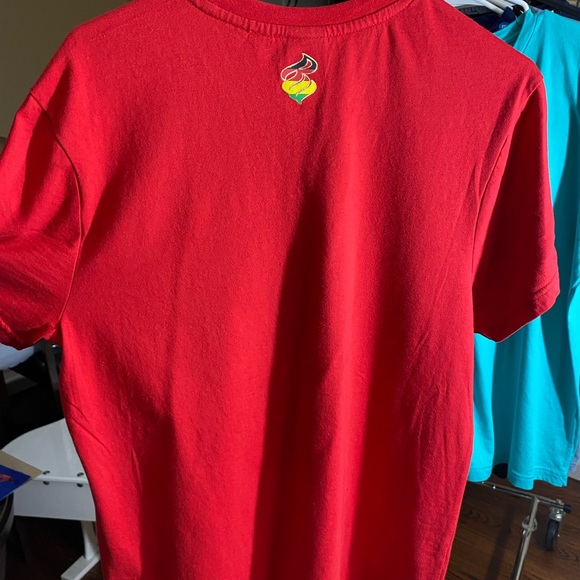 Rocawear Mens L Graphic T-Shirt Tee Red Diagonal Striped Spellout Yellow Green - Picture 4 of 4